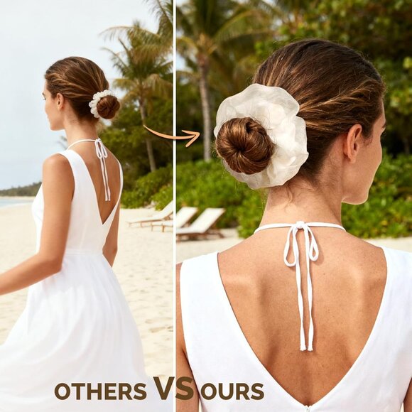 Delicate No-Crease Hair Scrunchies - 4 Pcs Breeze Satin for Effortless Style - Picture 5 of 7